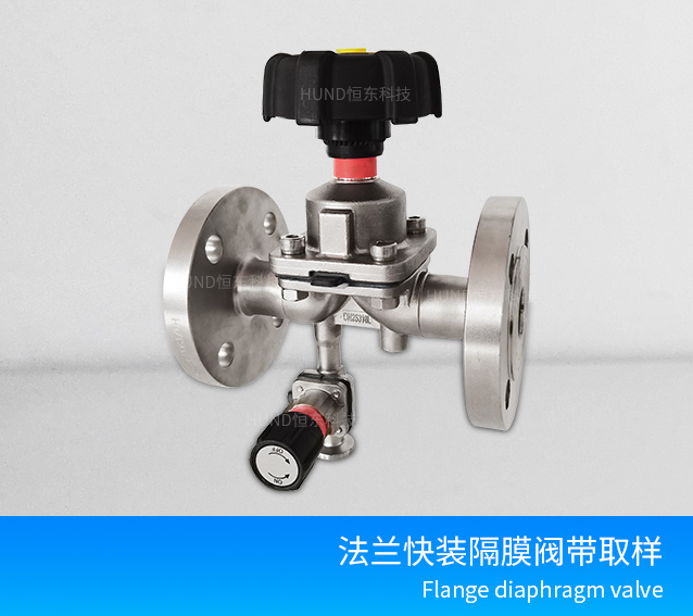 Flange diaphragm valve with sampling